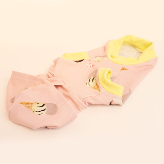 Ice Cream Sleeveless Hoodie - Strawberry