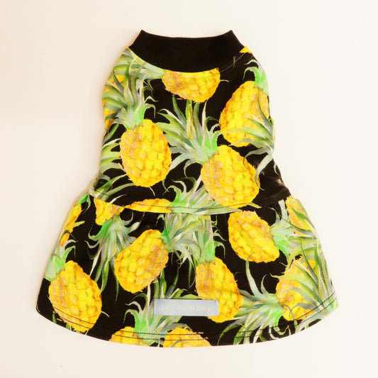 Pineapple Sleeveless Dress - Black